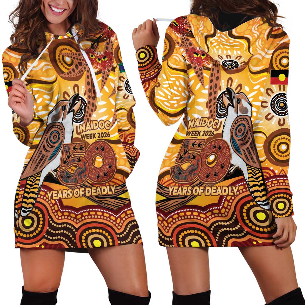 Kookaburra Australia NAIDOC Week 2026 Hoodie Dress 50 Years Deadly Indigenous Art