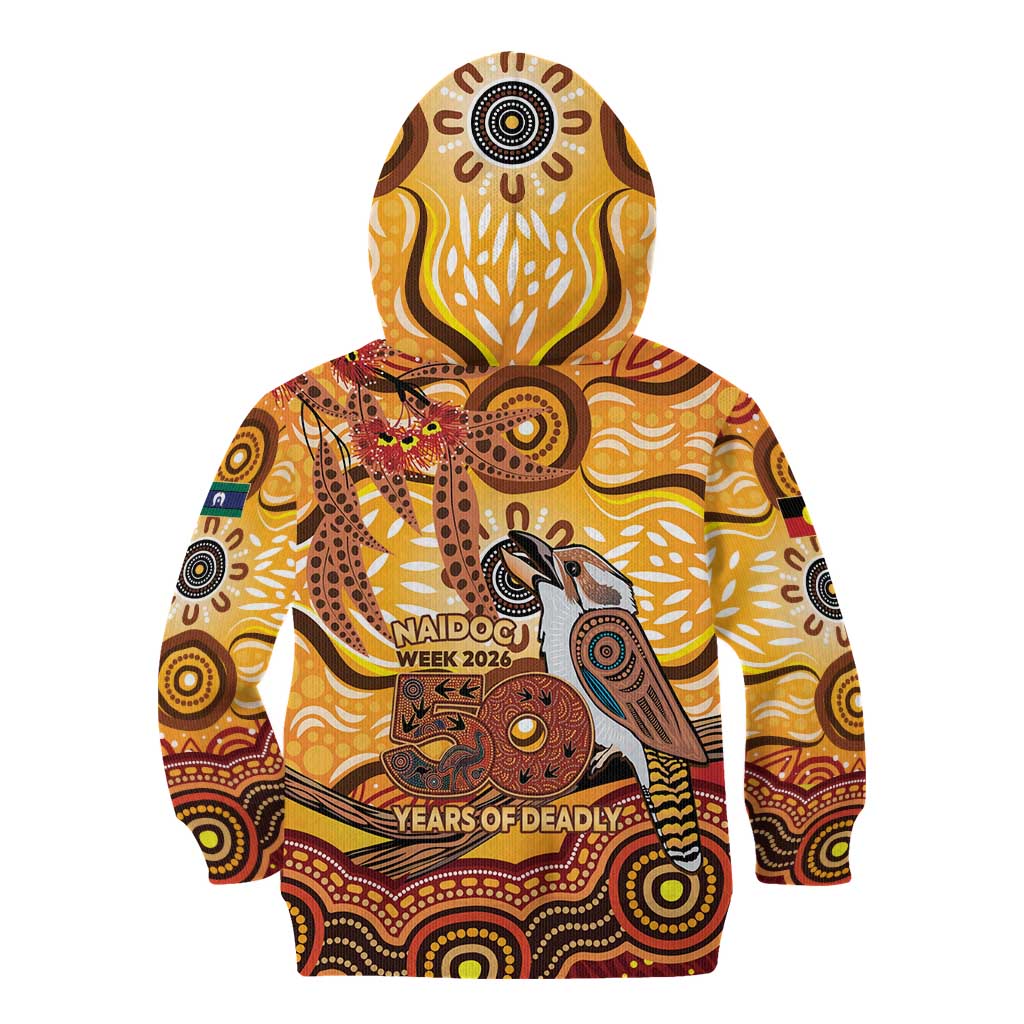 Kookaburra Australia NAIDOC Week 2026 Kid Hoodie 50 Years Deadly Indigenous Art
