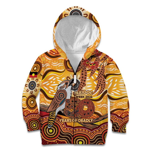 Kookaburra Australia NAIDOC Week 2026 Kid Hoodie 50 Years Deadly Indigenous Art