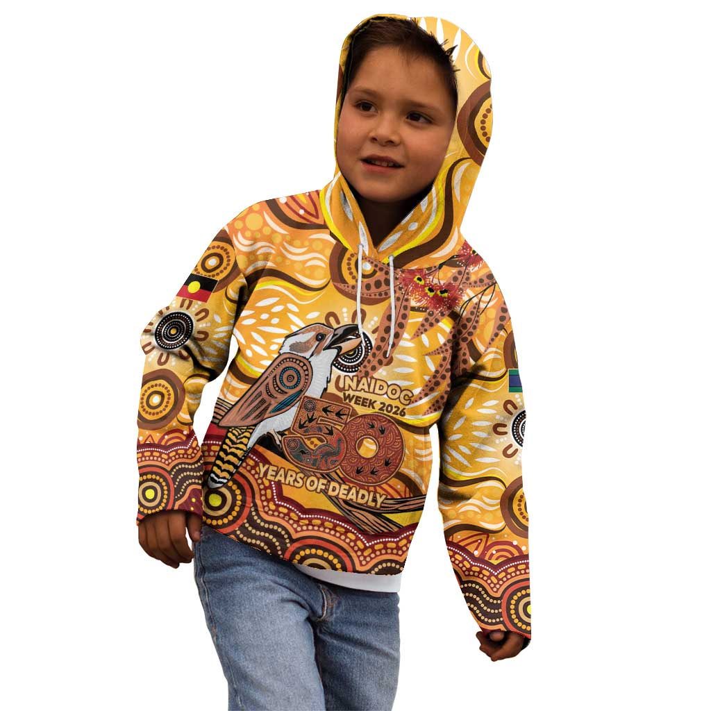 Kookaburra Australia NAIDOC Week 2026 Kid Hoodie 50 Years Deadly Indigenous Art