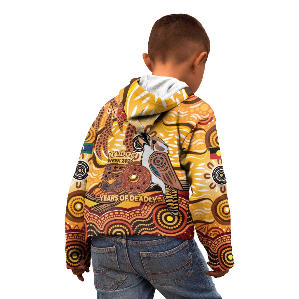 Kookaburra Australia NAIDOC Week 2026 Kid Hoodie 50 Years Deadly Indigenous Art