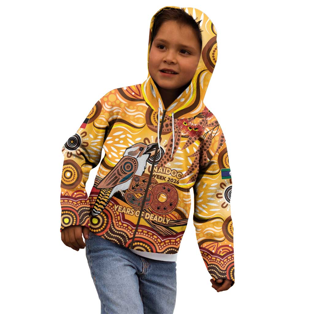 Kookaburra Australia NAIDOC Week 2026 Kid Hoodie 50 Years Deadly Indigenous Art