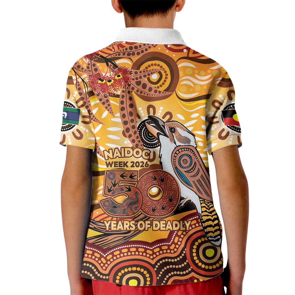 Kookaburra Australia NAIDOC Week 2026 Kid Polo Shirt 50 Years Deadly Indigenous Art