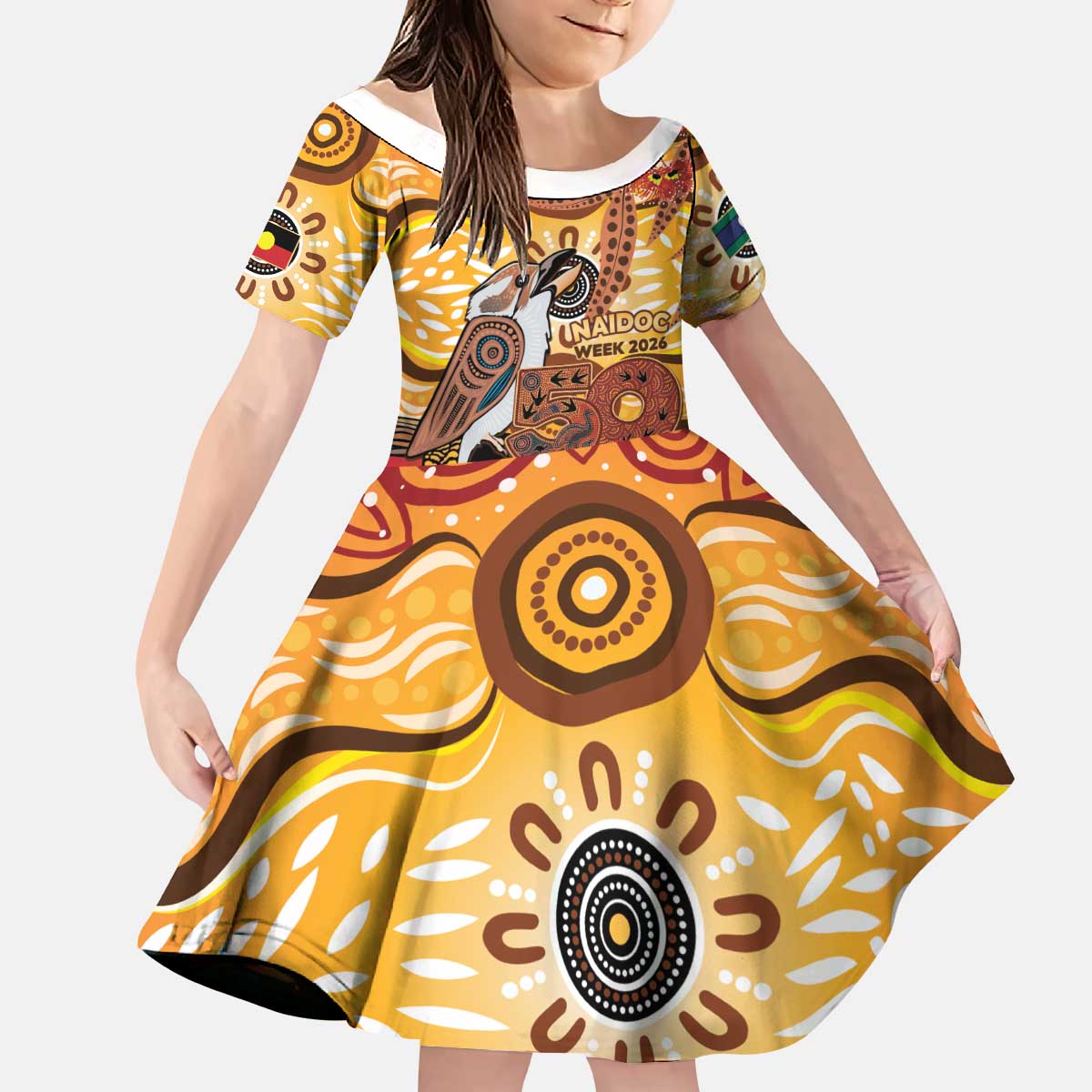 Kookaburra Australia NAIDOC Week 2026 Kid Short Sleeve Dress 50 Years Deadly Indigenous Art