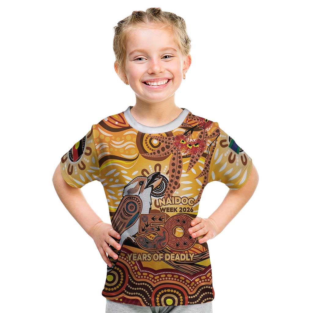 Kookaburra Australia NAIDOC Week 2026 Kid T Shirt 50 Years Deadly Indigenous Art