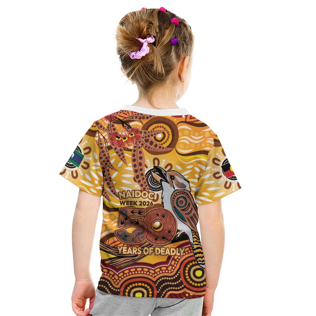 Kookaburra Australia NAIDOC Week 2026 Kid T Shirt 50 Years Deadly Indigenous Art