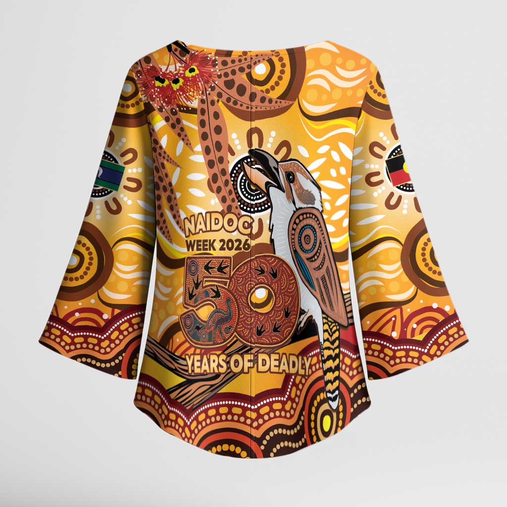 Kookaburra Australia NAIDOC Week 2026 Kimono Sleeve Blouse 50 Years Deadly Indigenous Art