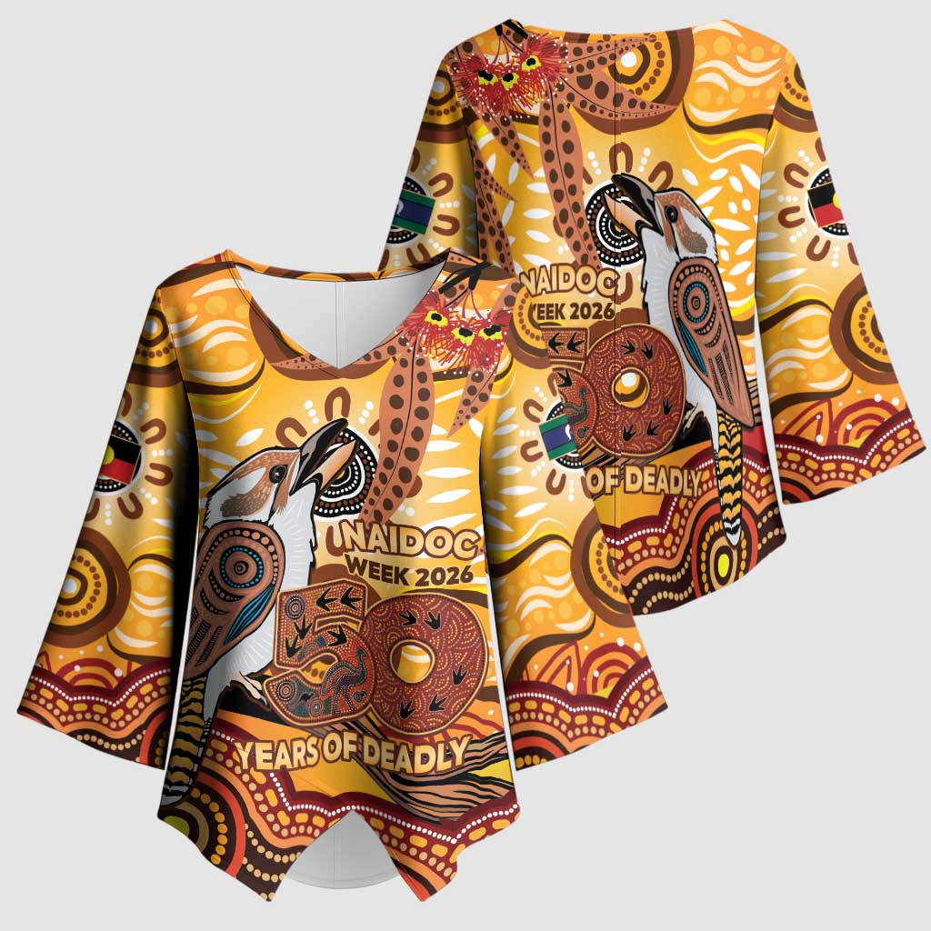 Kookaburra Australia NAIDOC Week 2026 Kimono Sleeve Blouse 50 Years Deadly Indigenous Art