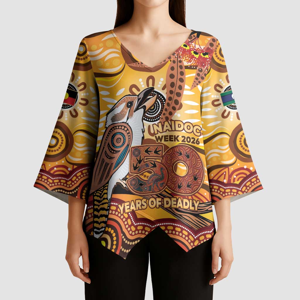 Kookaburra Australia NAIDOC Week 2026 Kimono Sleeve Blouse 50 Years Deadly Indigenous Art