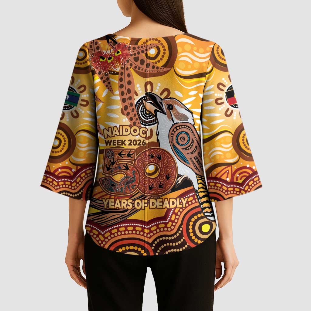 Kookaburra Australia NAIDOC Week 2026 Kimono Sleeve Blouse 50 Years Deadly Indigenous Art