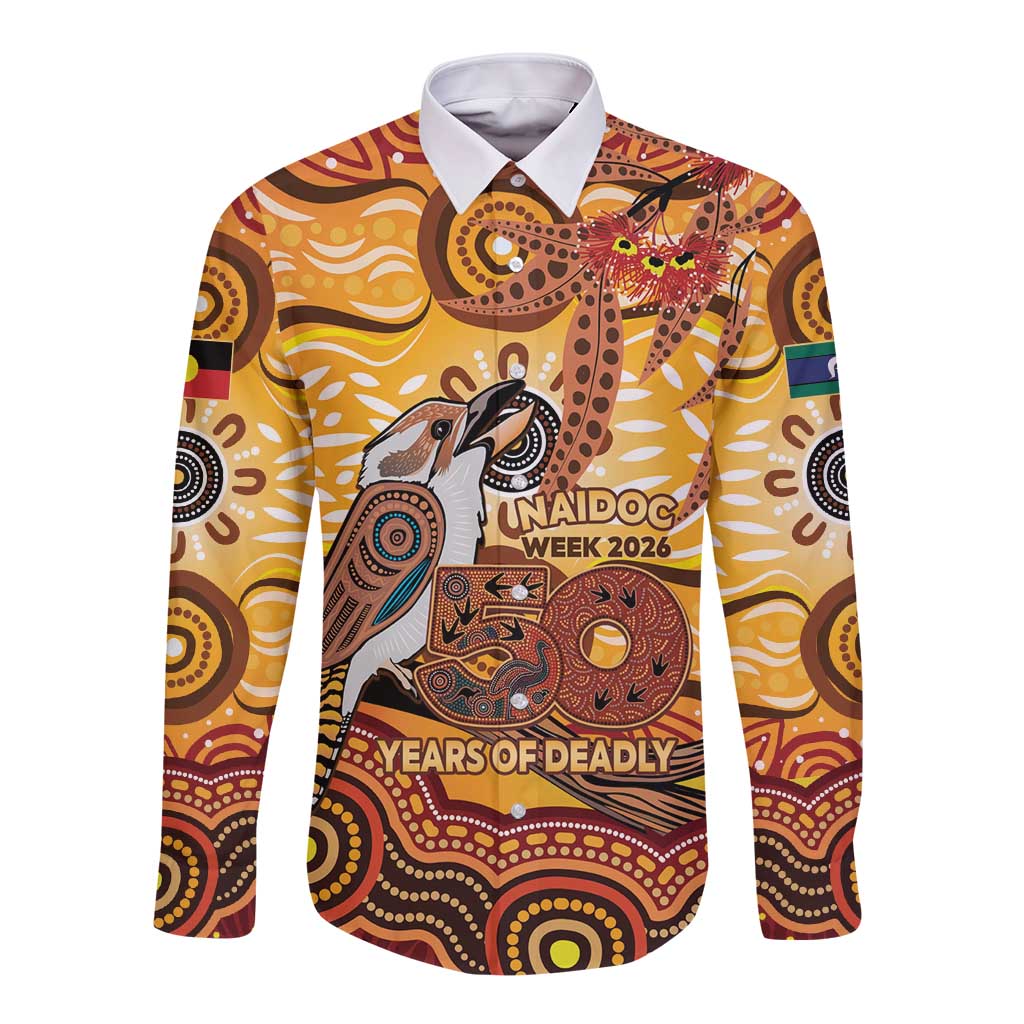 Kookaburra Australia NAIDOC Week 2026 Long Sleeve Button Shirt 50 Years Deadly Indigenous Art