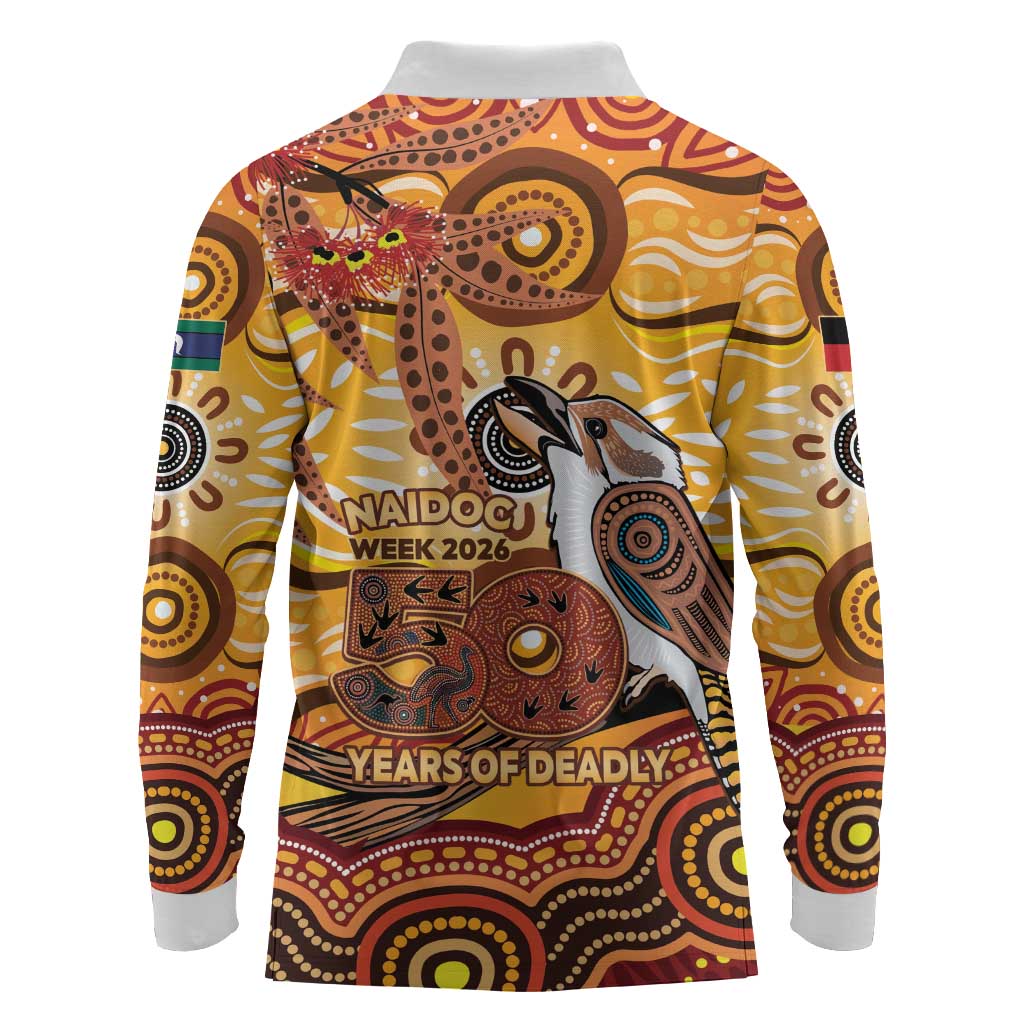 Kookaburra Australia NAIDOC Week 2026 Long Sleeve Polo Shirt 50 Years Deadly Indigenous Art