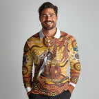 Kookaburra Australia NAIDOC Week 2026 Long Sleeve Polo Shirt 50 Years Deadly Indigenous Art