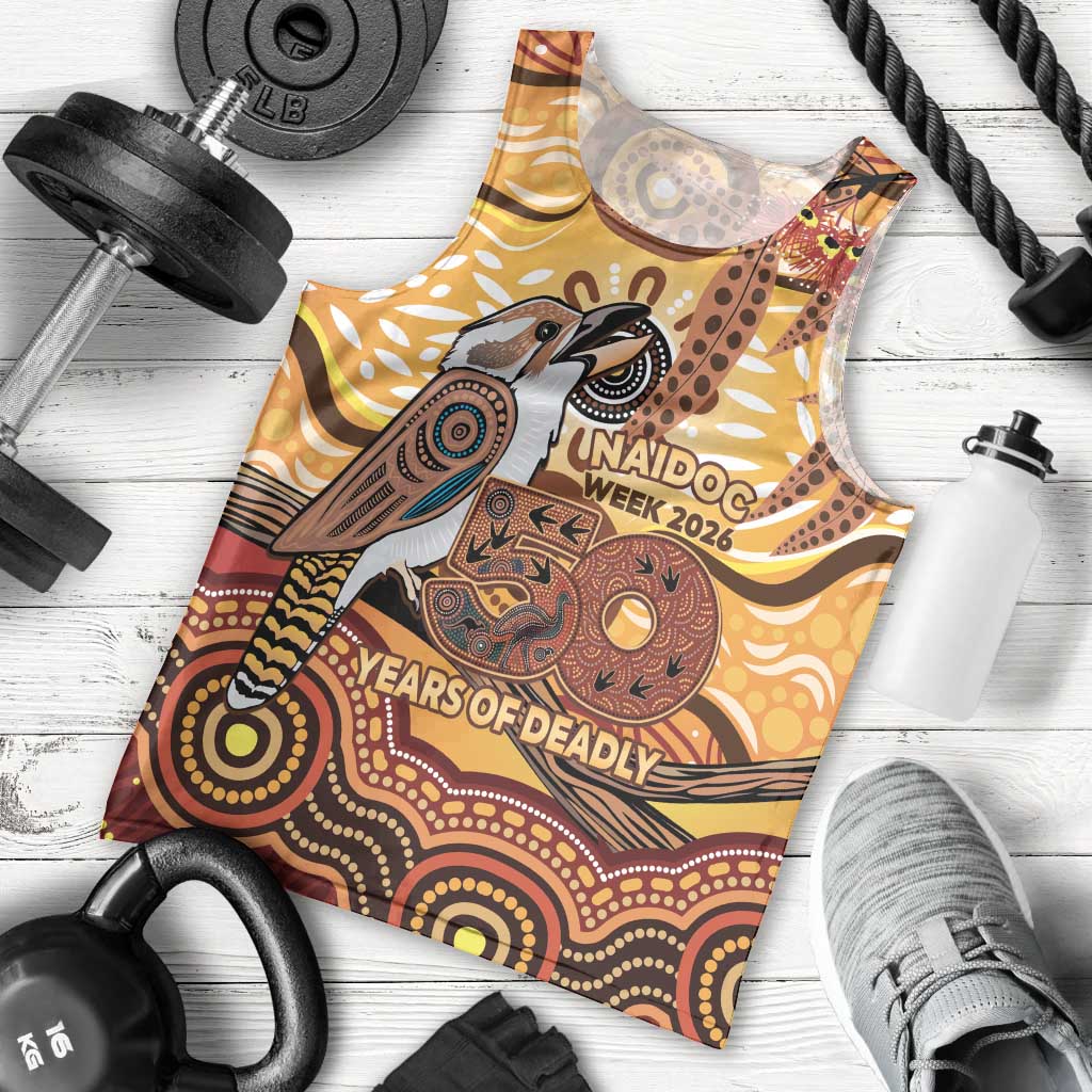 Kookaburra Australia NAIDOC Week 2026 Men Tank Top 50 Years Deadly Indigenous Art