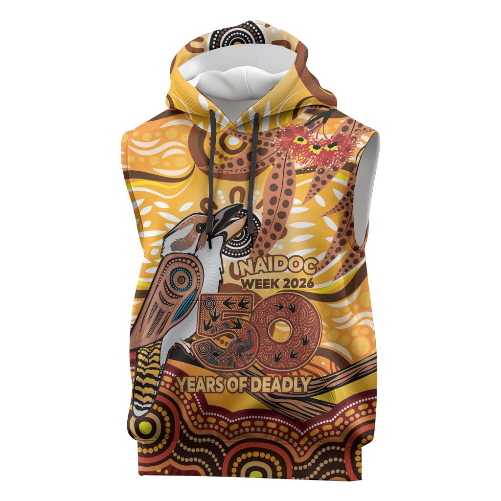 Kookaburra Australia NAIDOC Week 2026 Sleeveless Hoodie 50 Years Deadly Indigenous Art