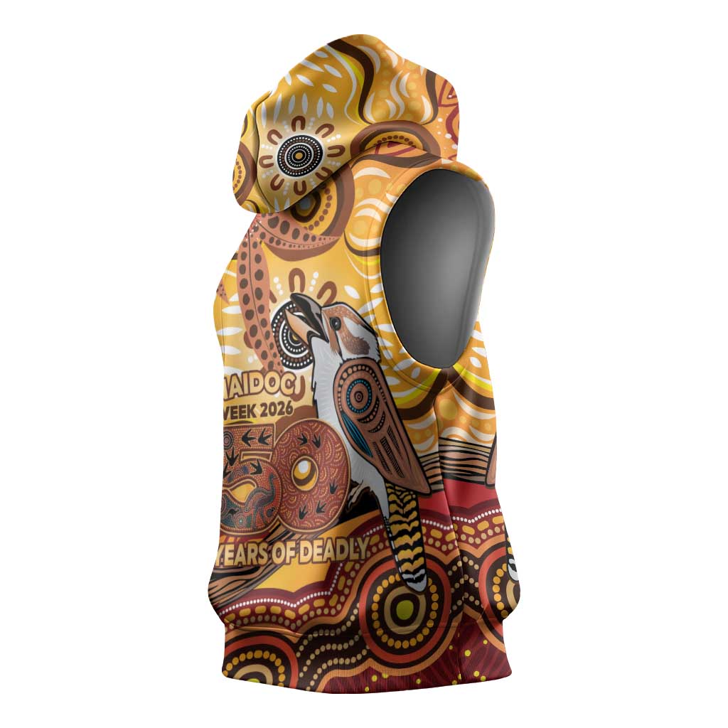 Kookaburra Australia NAIDOC Week 2026 Sleeveless Hoodie 50 Years Deadly Indigenous Art