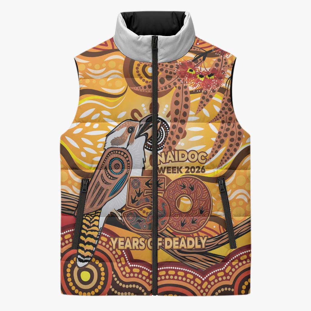 Kookaburra Australia NAIDOC Week 2026 Sleeveless Puffer Jacket 50 Years Deadly Indigenous Art