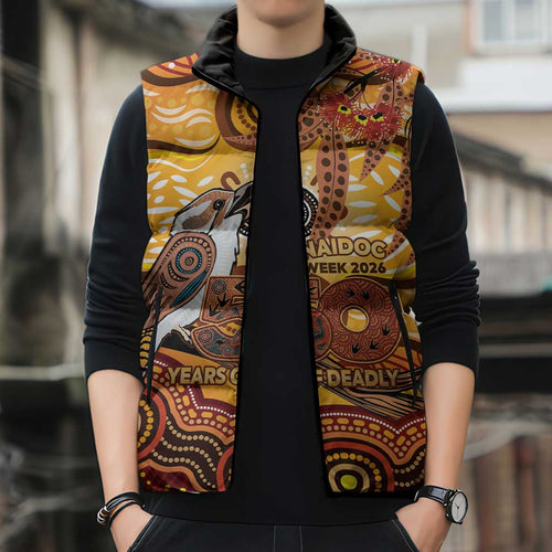 Kookaburra Australia NAIDOC Week 2026 Sleeveless Puffer Jacket 50 Years Deadly Indigenous Art