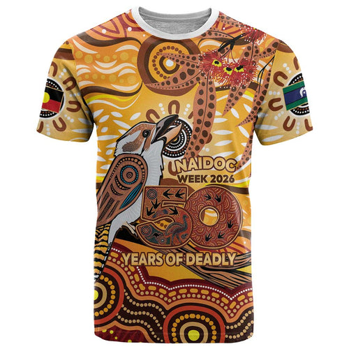 Kookaburra Australia NAIDOC Week 2026 T Shirt 50 Years Deadly Indigenous Art