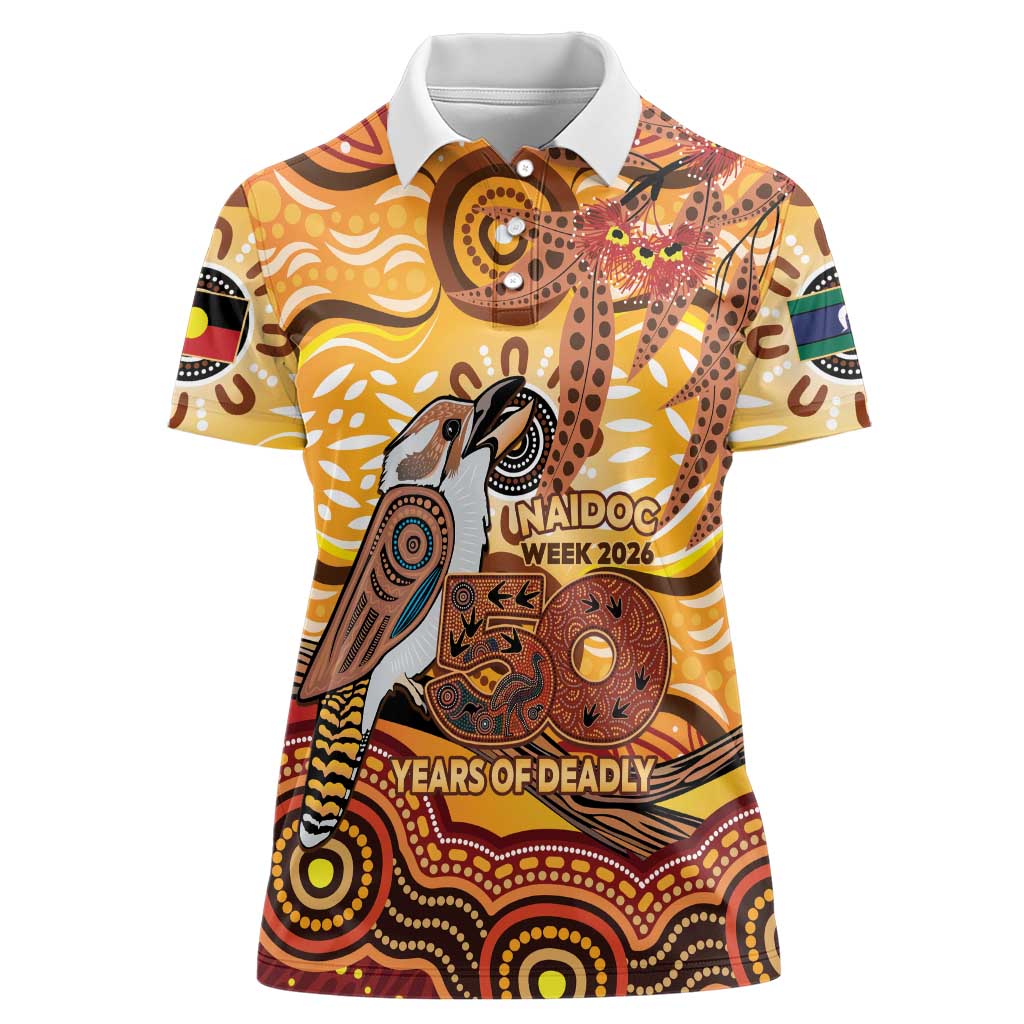Kookaburra Australia NAIDOC Week 2026 Women Polo Shirt 50 Years Deadly Indigenous Art