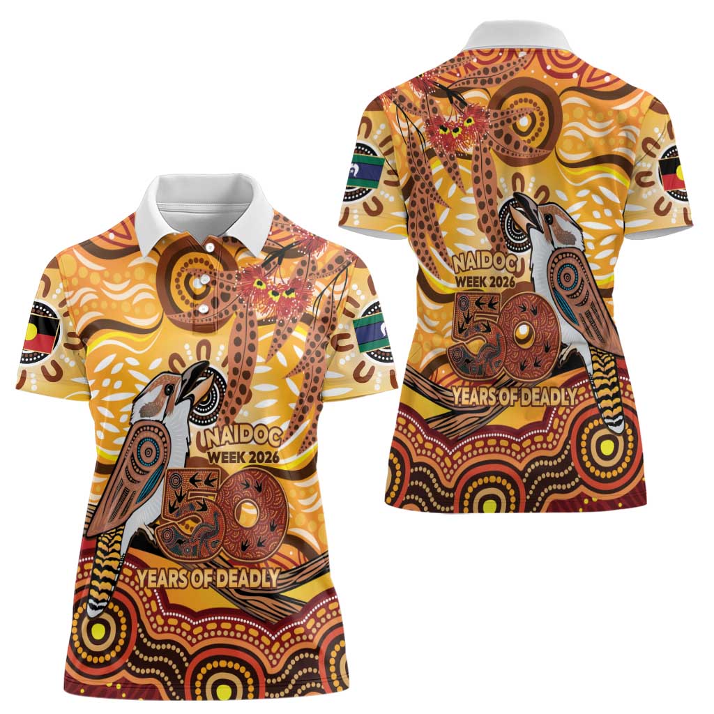 Kookaburra Australia NAIDOC Week 2026 Women Polo Shirt 50 Years Deadly Indigenous Art