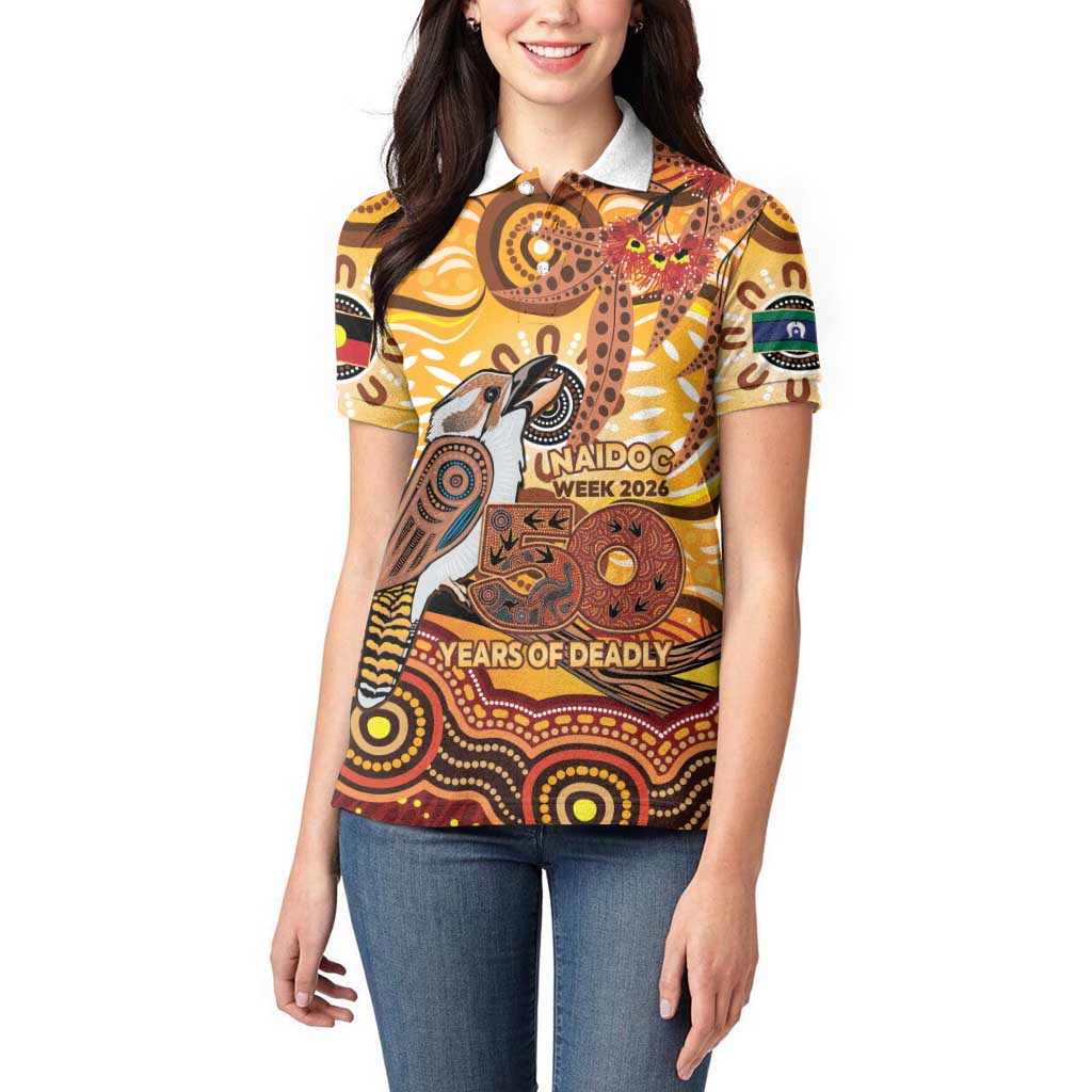 Kookaburra Australia NAIDOC Week 2026 Women Polo Shirt 50 Years Deadly Indigenous Art
