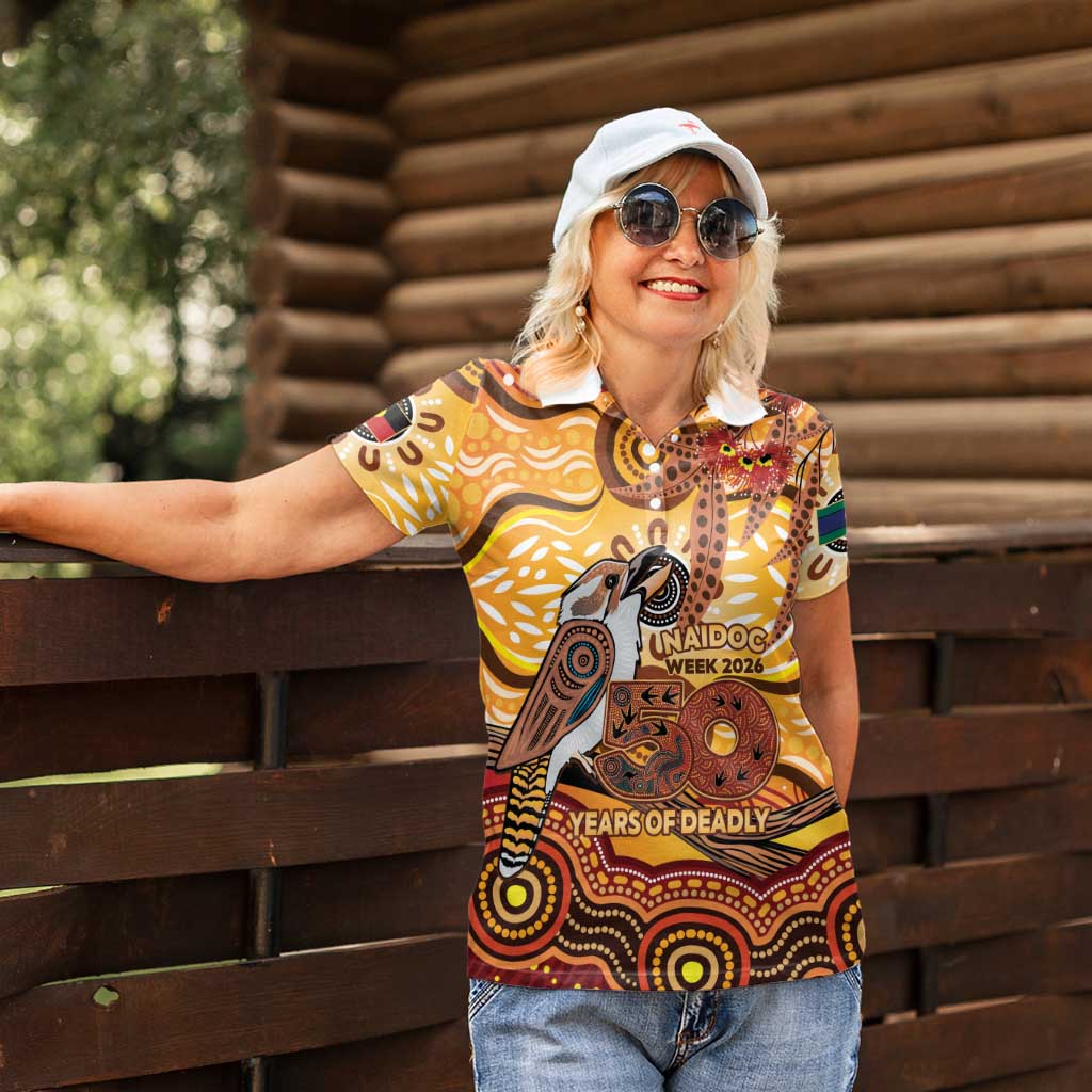 Kookaburra Australia NAIDOC Week 2026 Women Polo Shirt 50 Years Deadly Indigenous Art