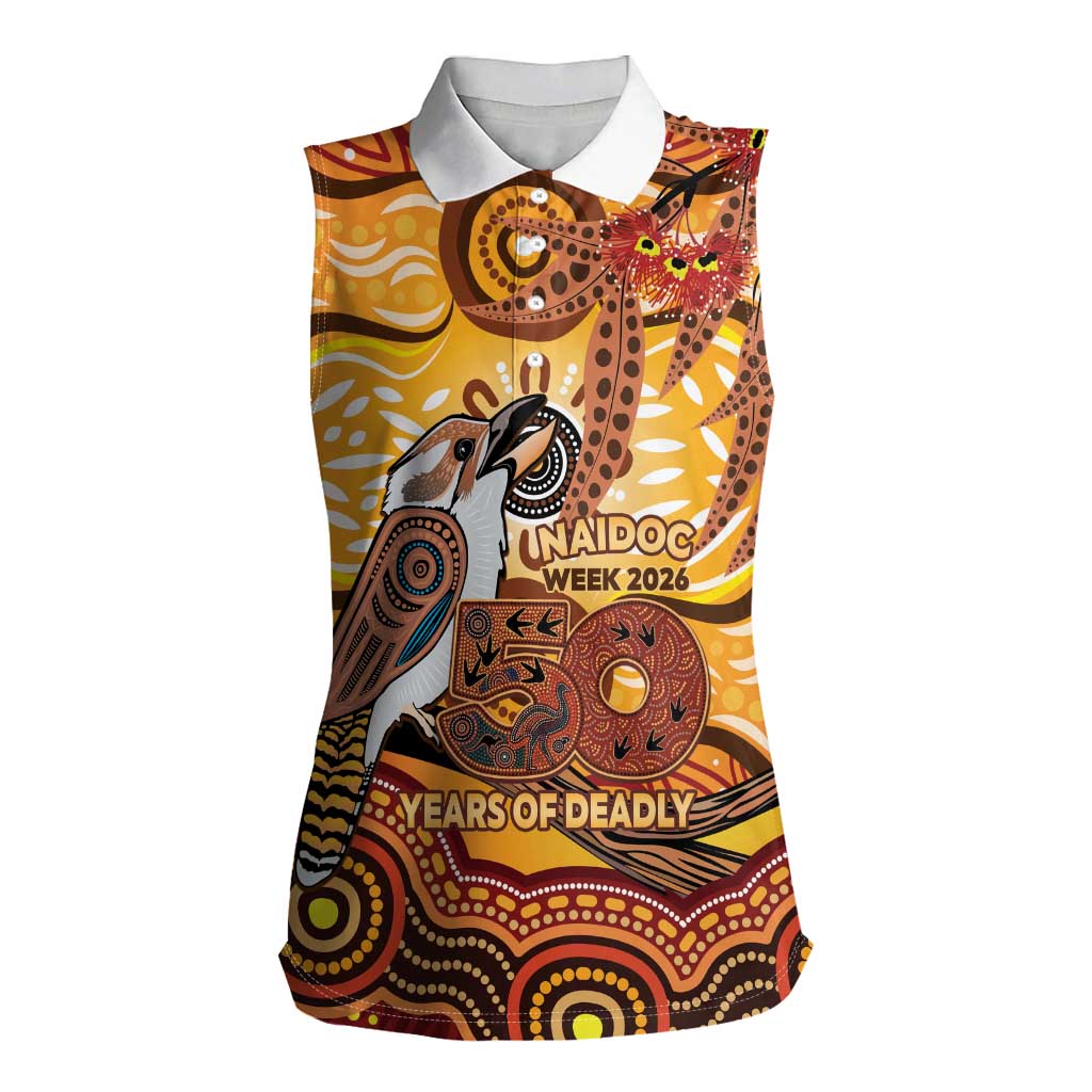 Kookaburra Australia NAIDOC Week 2026 Women Sleeveless Polo Shirt 50 Years Deadly Indigenous Art