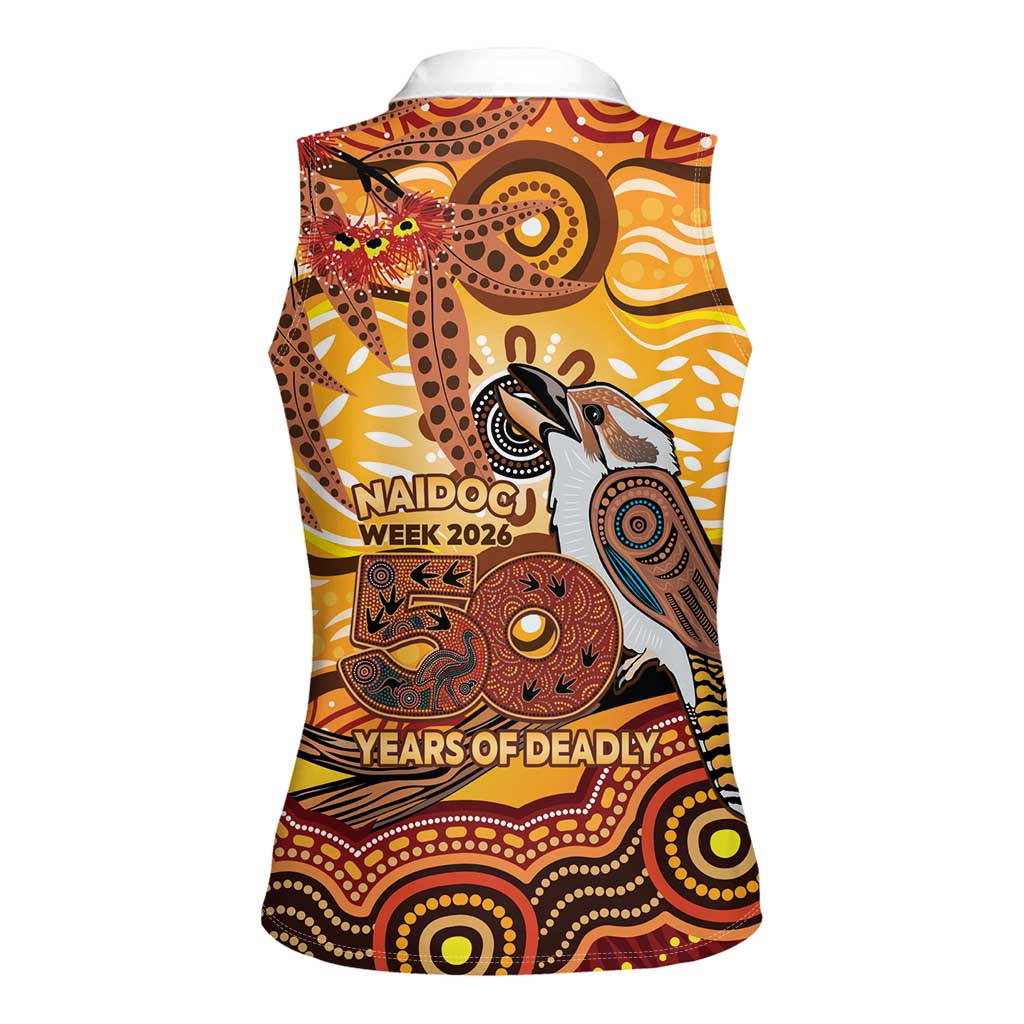 Kookaburra Australia NAIDOC Week 2026 Women Sleeveless Polo Shirt 50 Years Deadly Indigenous Art