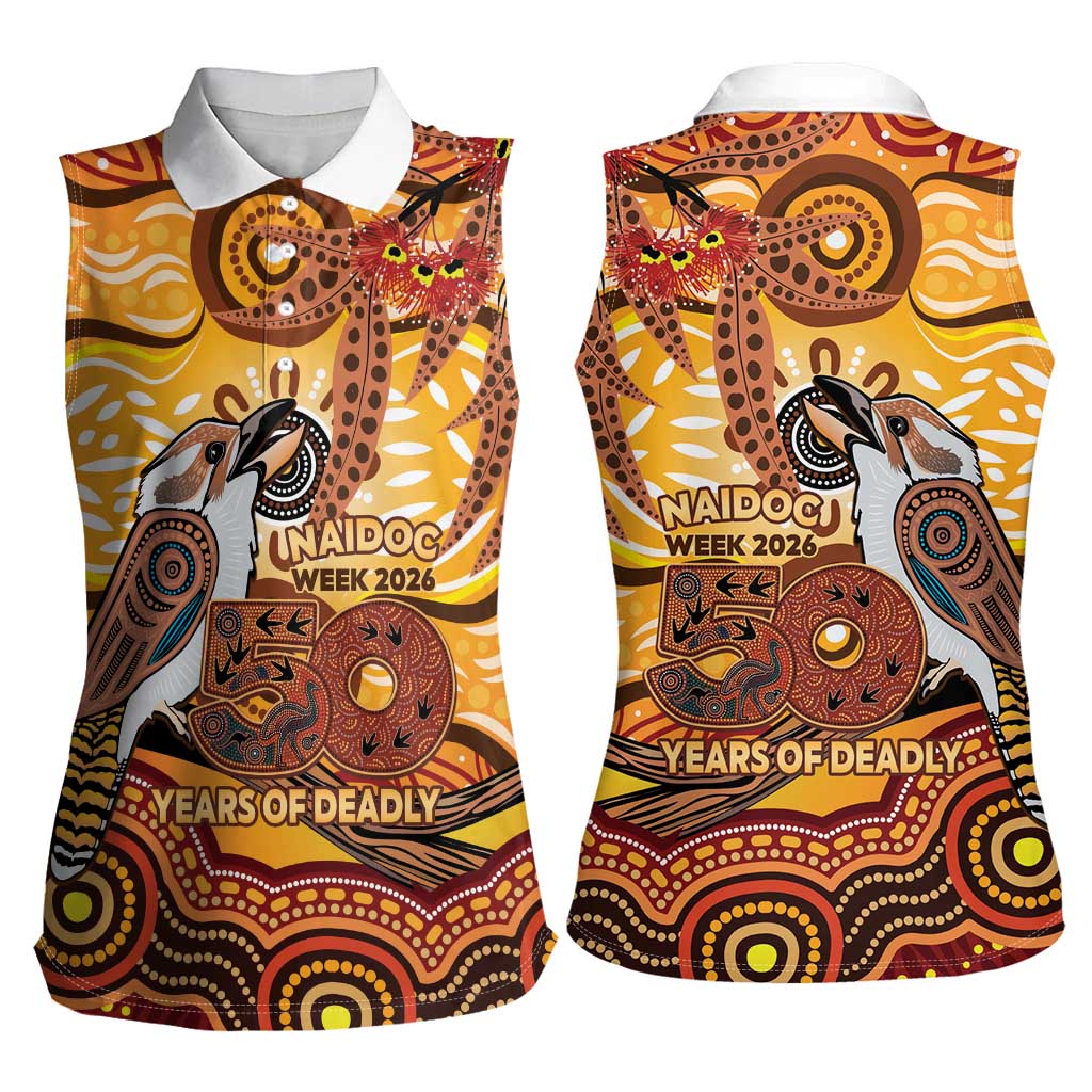 Kookaburra Australia NAIDOC Week 2026 Women Sleeveless Polo Shirt 50 Years Deadly Indigenous Art