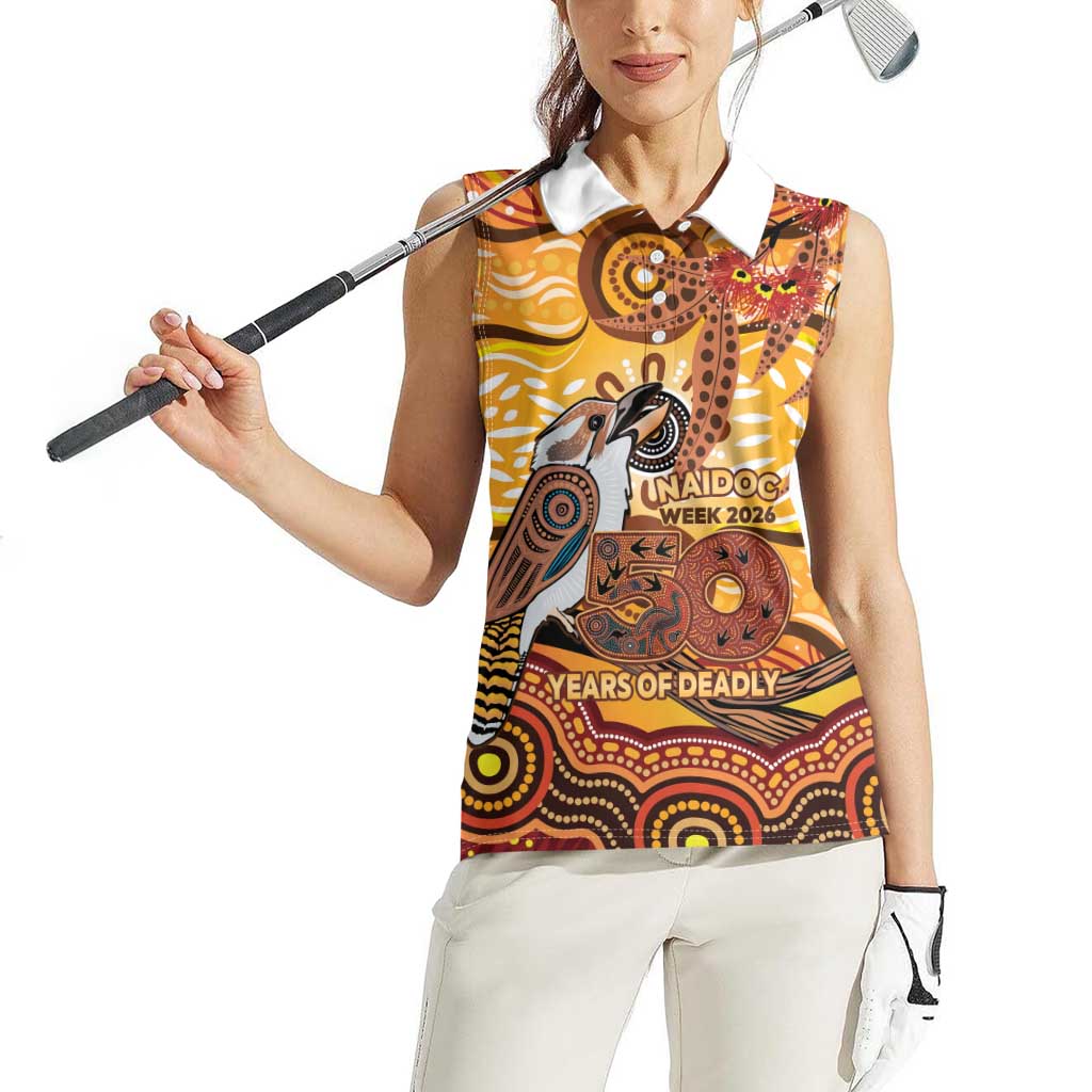 Kookaburra Australia NAIDOC Week 2026 Women Sleeveless Polo Shirt 50 Years Deadly Indigenous Art