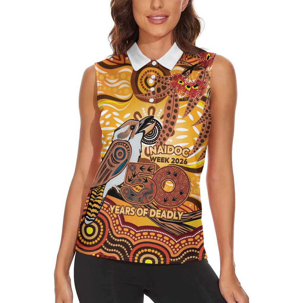 Kookaburra Australia NAIDOC Week 2026 Women Sleeveless Polo Shirt 50 Years Deadly Indigenous Art