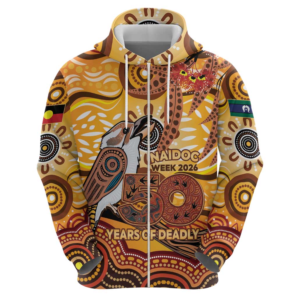 Kookaburra Australia NAIDOC Week 2026 Zip Hoodie 50 Years Deadly Indigenous Art