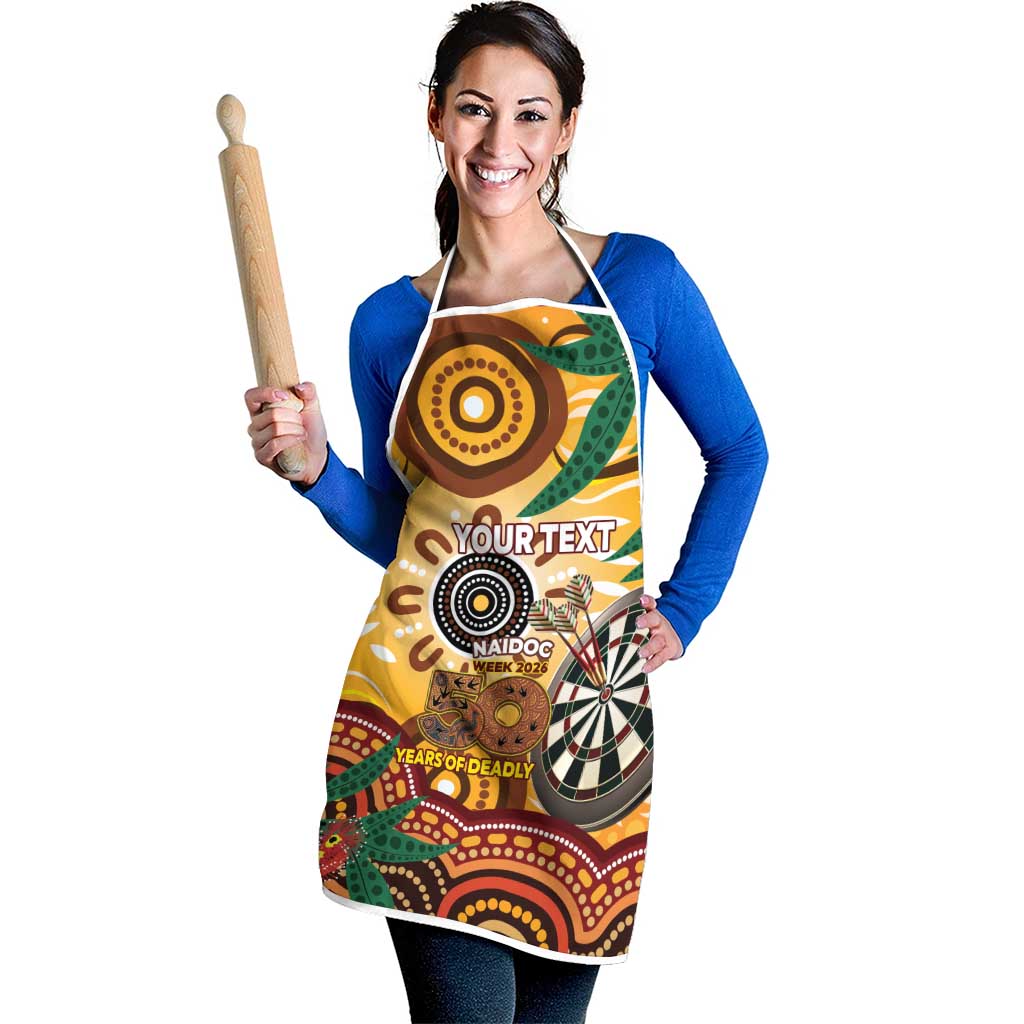 Darts Australia NAIDOC Week 2026 Personalised Apron 50 Years Deadly Eucalyptus Indigenous Art