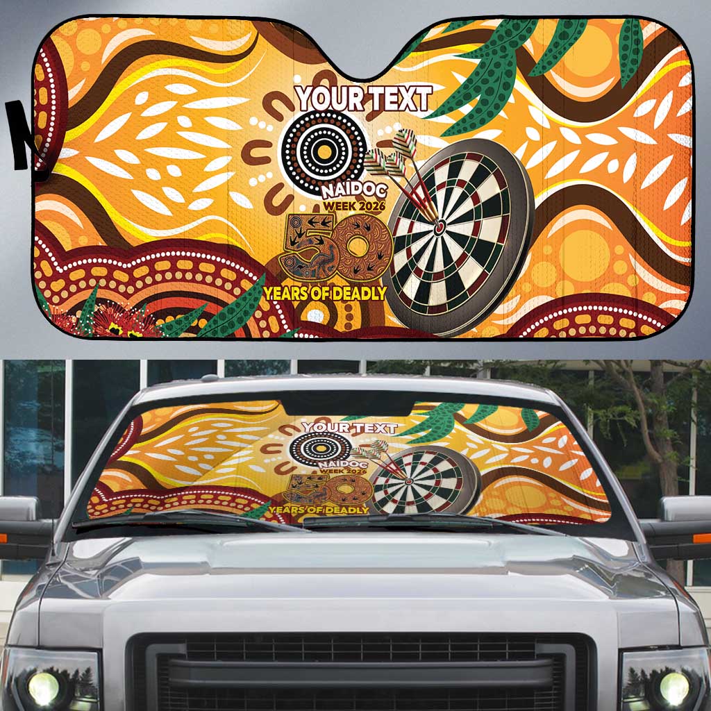 Darts Australia NAIDOC Week 2026 Personalised Auto Sun Shade 50 Years Deadly Eucalyptus Indigenous Art