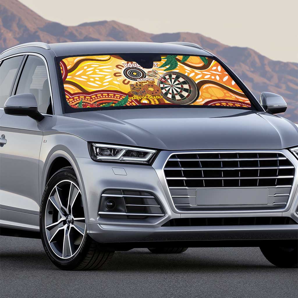 Darts Australia NAIDOC Week 2026 Personalised Auto Sun Shade 50 Years Deadly Eucalyptus Indigenous Art