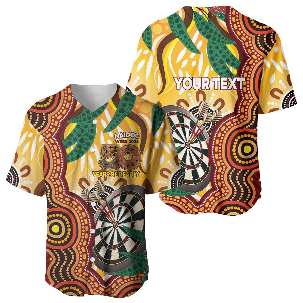 Darts Australia NAIDOC Week 2026 Personalised Baseball Jersey 50 Years Deadly Eucalyptus Indigenous Art