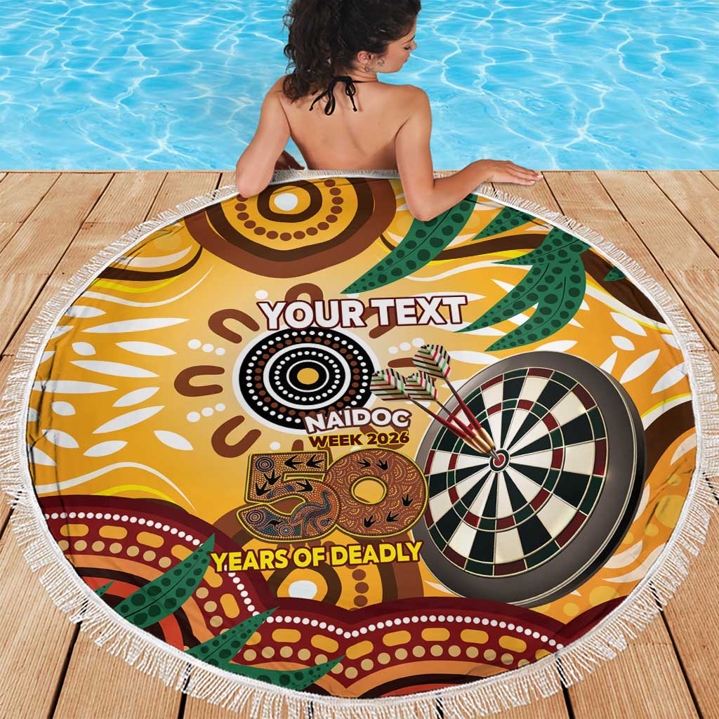 Darts Australia NAIDOC Week 2026 Personalised Beach Blanket 50 Years Deadly Eucalyptus Indigenous Art