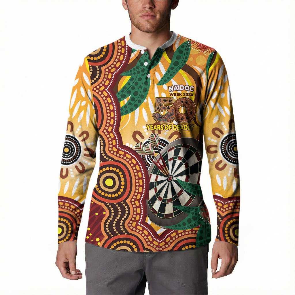 Darts Australia NAIDOC Week 2026 Personalised Button Sweatshirt 50 Years Deadly Eucalyptus Indigenous Art