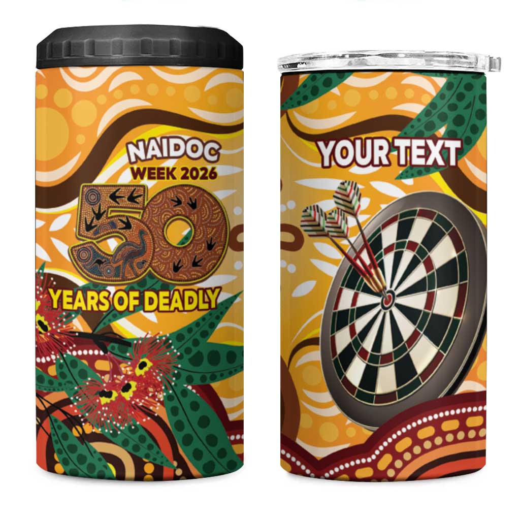 Darts Australia NAIDOC Week 2026 Personalised 4 in 1 Can Cooler Tumbler 50 Years Deadly Eucalyptus Indigenous Art