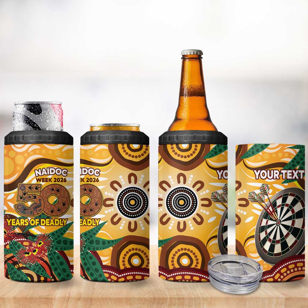 Darts Australia NAIDOC Week 2026 Personalised 4 in 1 Can Cooler Tumbler 50 Years Deadly Eucalyptus Indigenous Art