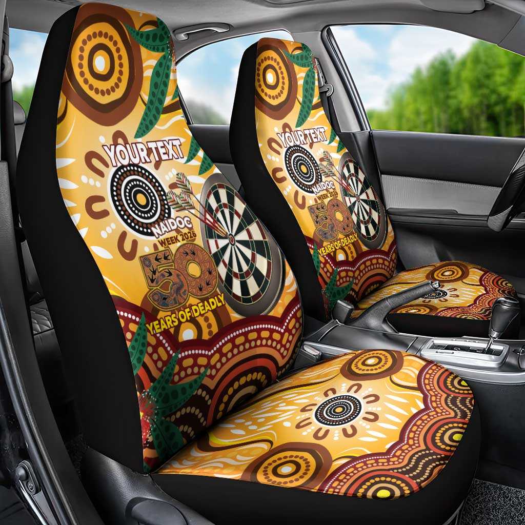 Darts Australia NAIDOC Week 2026 Personalised Car Seat Cover 50 Years Deadly Eucalyptus Indigenous Art