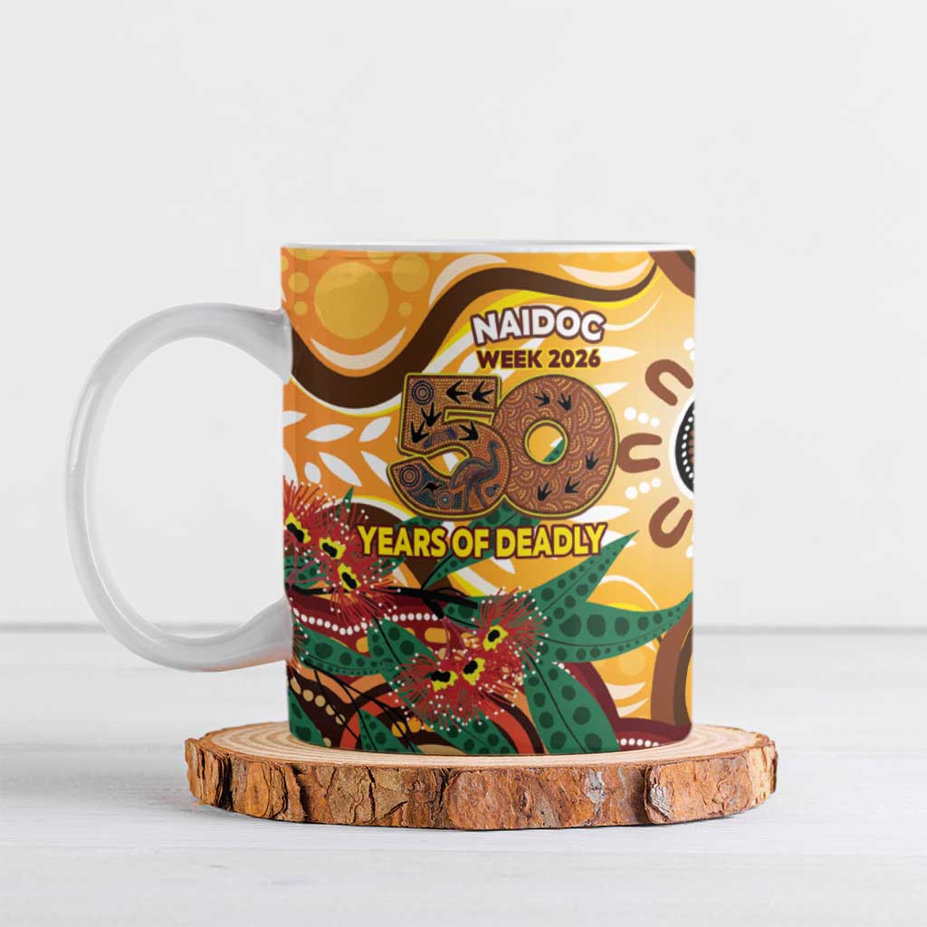 Darts Australia NAIDOC Week 2026 Personalised Ceramic Mug 50 Years Deadly Eucalyptus Indigenous Art