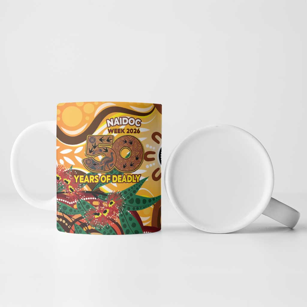 Darts Australia NAIDOC Week 2026 Personalised Ceramic Mug 50 Years Deadly Eucalyptus Indigenous Art