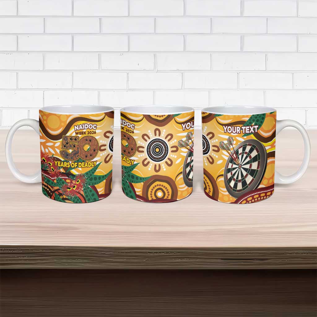 Darts Australia NAIDOC Week 2026 Personalised Ceramic Mug 50 Years Deadly Eucalyptus Indigenous Art