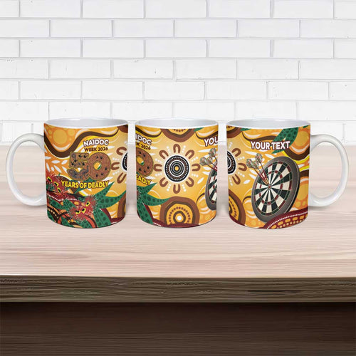 Darts Australia NAIDOC Week 2026 Personalised Ceramic Mug 50 Years Deadly Eucalyptus Indigenous Art