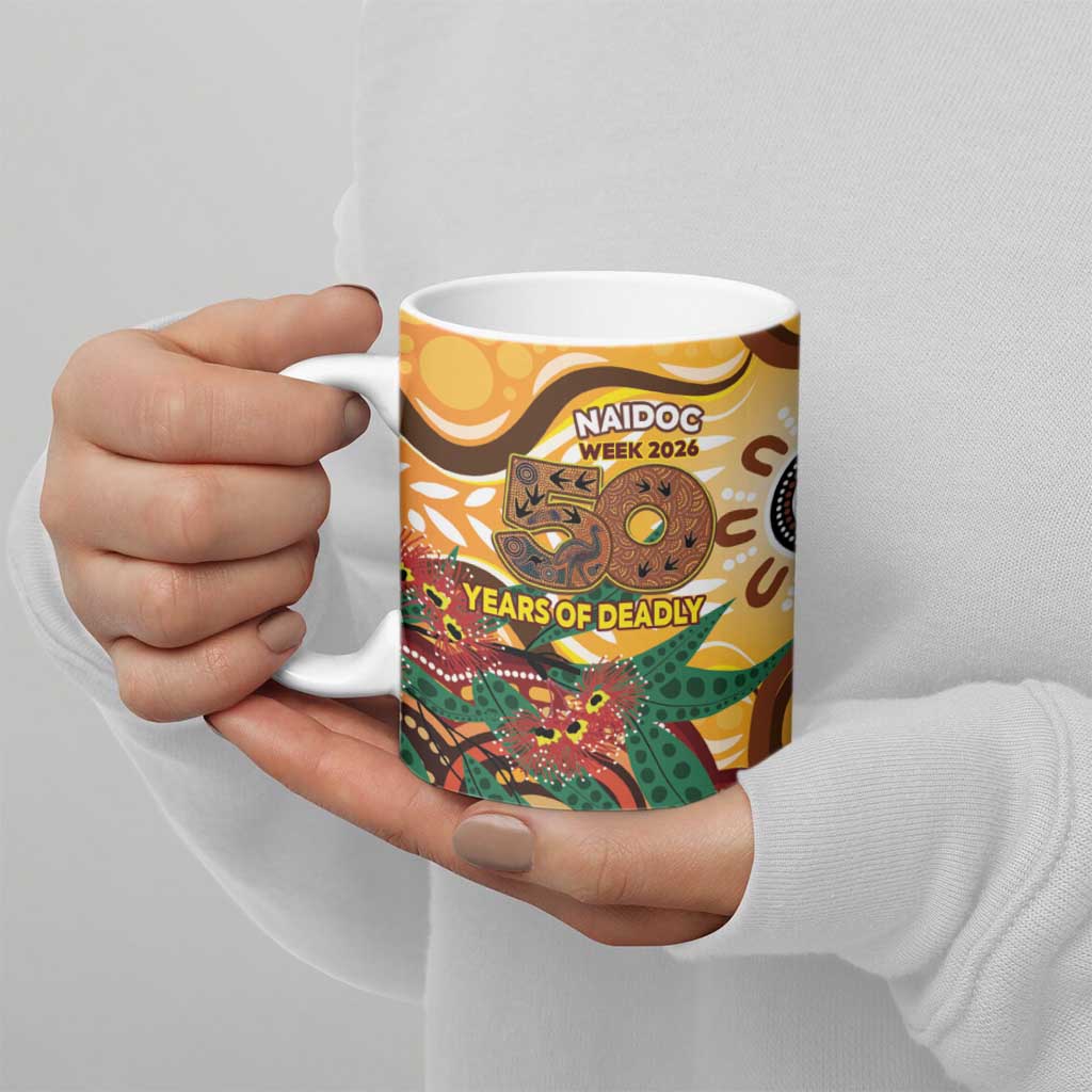 Darts Australia NAIDOC Week 2026 Personalised Ceramic Mug 50 Years Deadly Eucalyptus Indigenous Art