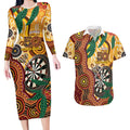 Darts Australia NAIDOC Week 2026 Personalised Couples Matching Long Sleeve Bodycon Dress and Hawaiian Shirt 50 Years Deadly Eucalyptus Indigenous Art