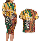 Darts Australia NAIDOC Week 2026 Personalised Couples Matching Long Sleeve Bodycon Dress and Hawaiian Shirt 50 Years Deadly Eucalyptus Indigenous Art