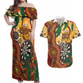 Darts Australia NAIDOC Week 2026 Personalised Couples Matching Off Shoulder Maxi Dress and Hawaiian Shirt 50 Years Deadly Eucalyptus Indigenous Art